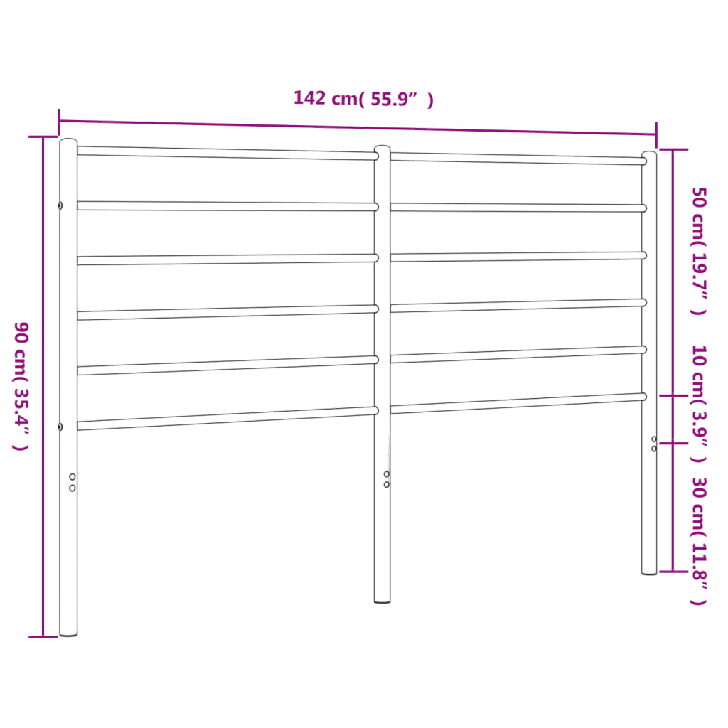 Metal Headboard Black 135 cm