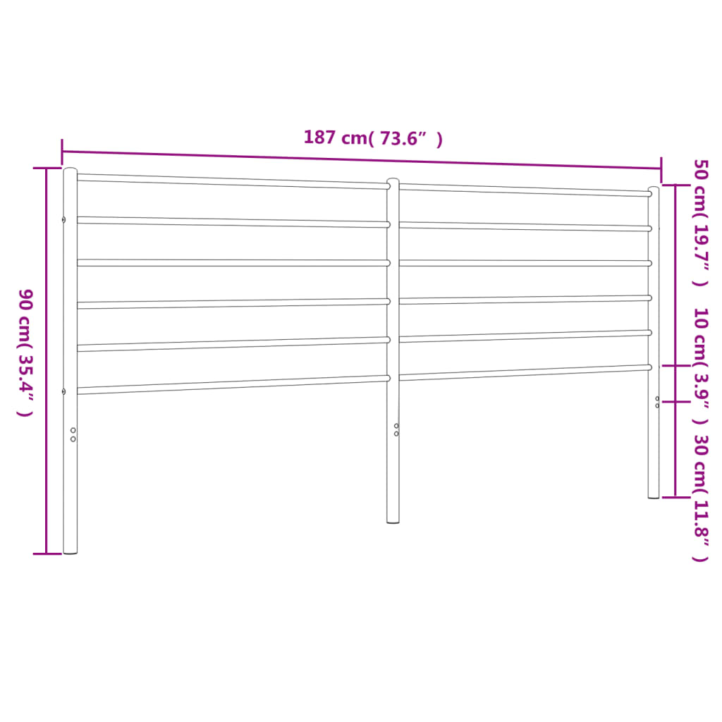 Metal Headboard Black 183 cm