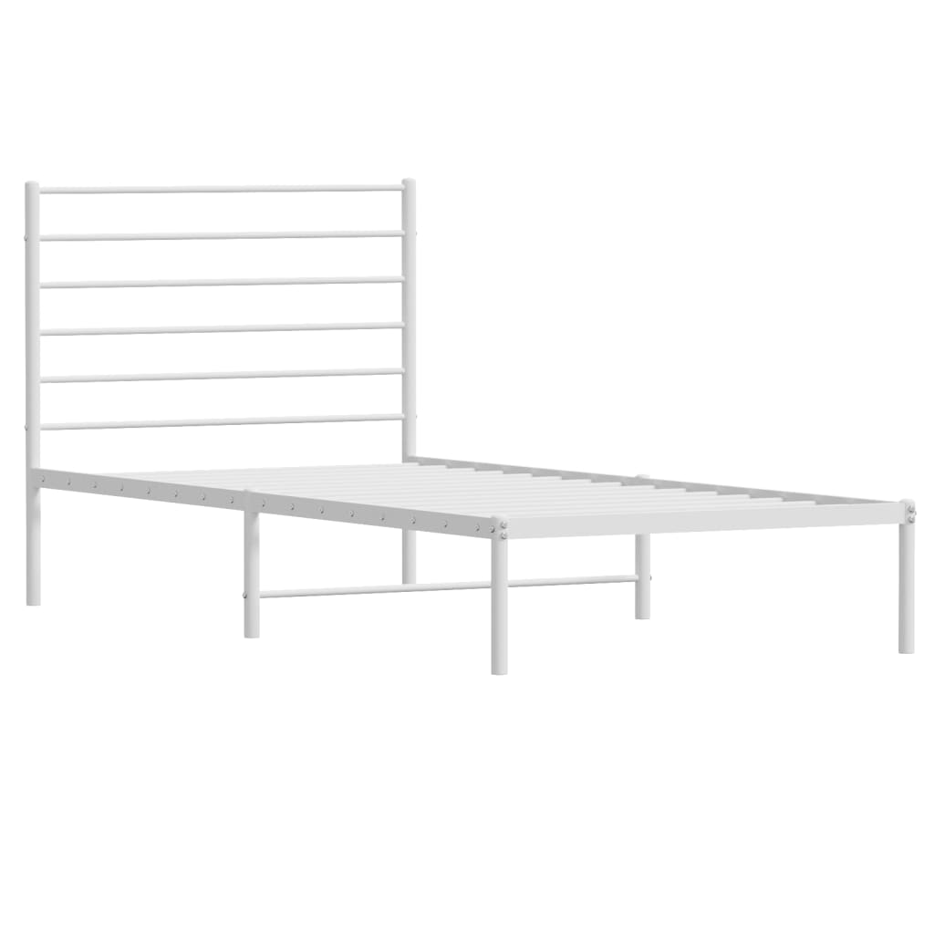 Metal Bed Frame with Headboard White 92x187 cm Single Size