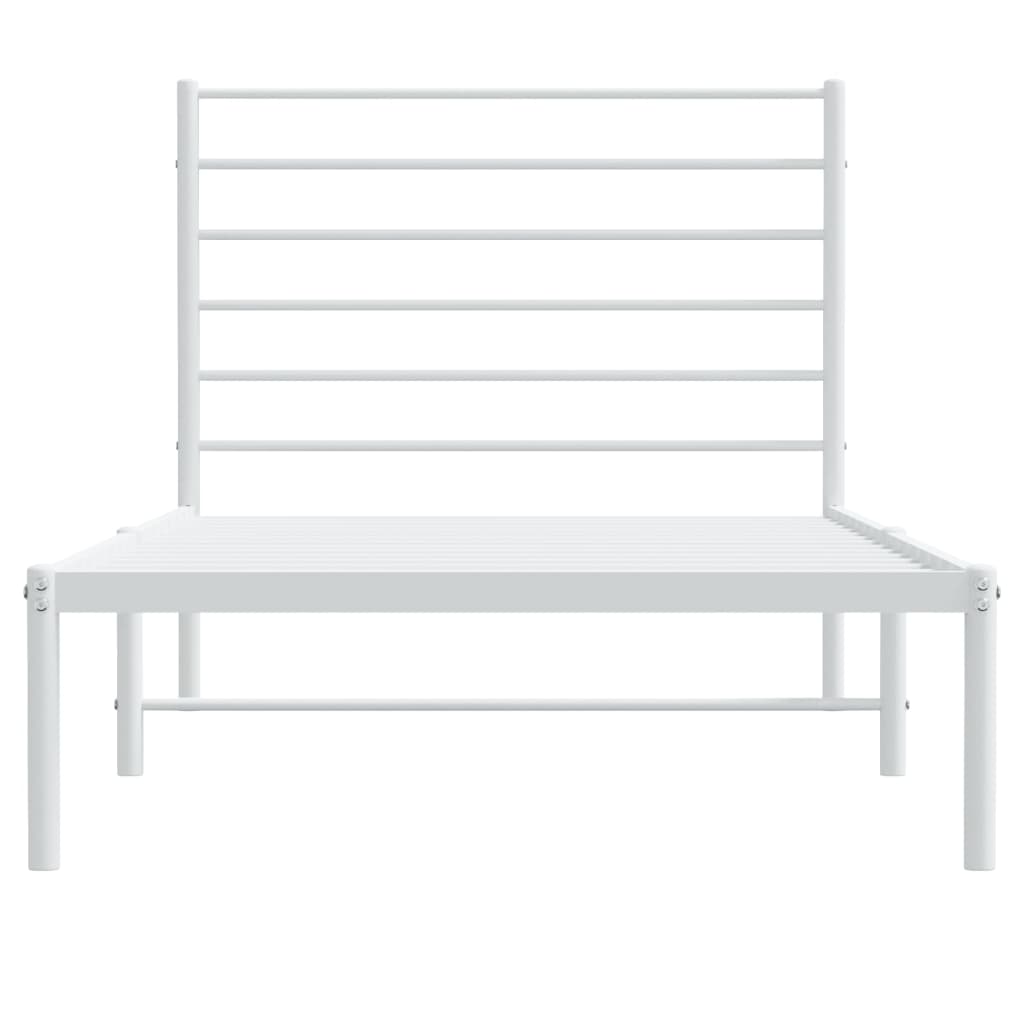 Metal Bed Frame with Headboard White 92x187 cm Single Size