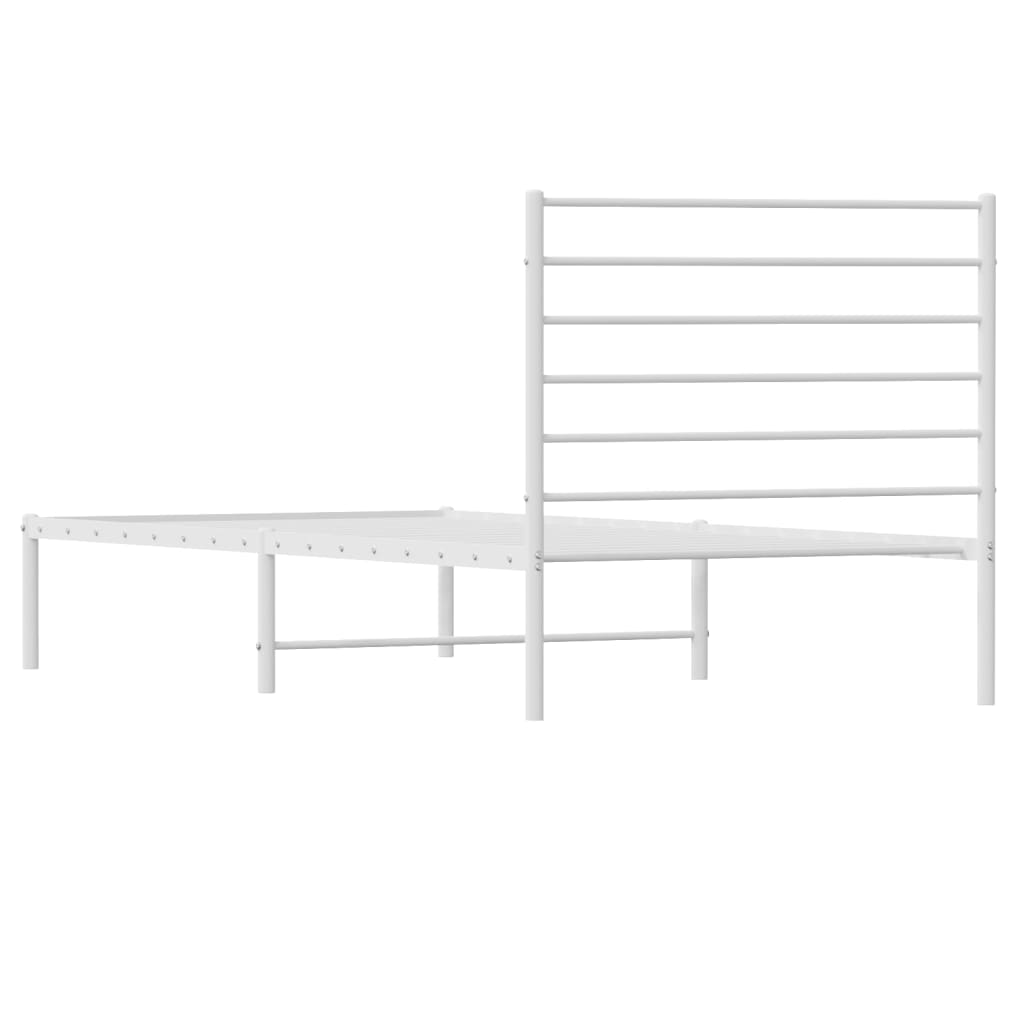 Metal Bed Frame with Headboard White 92x187 cm Single Size