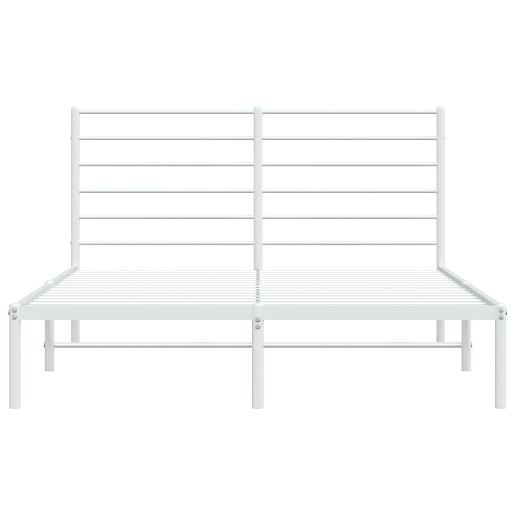 Metal Bed Frame with Headboard White 137x187 cm Double Size