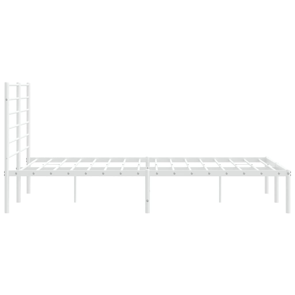 Metal Bed Frame with Headboard White 137x187 cm Double Size