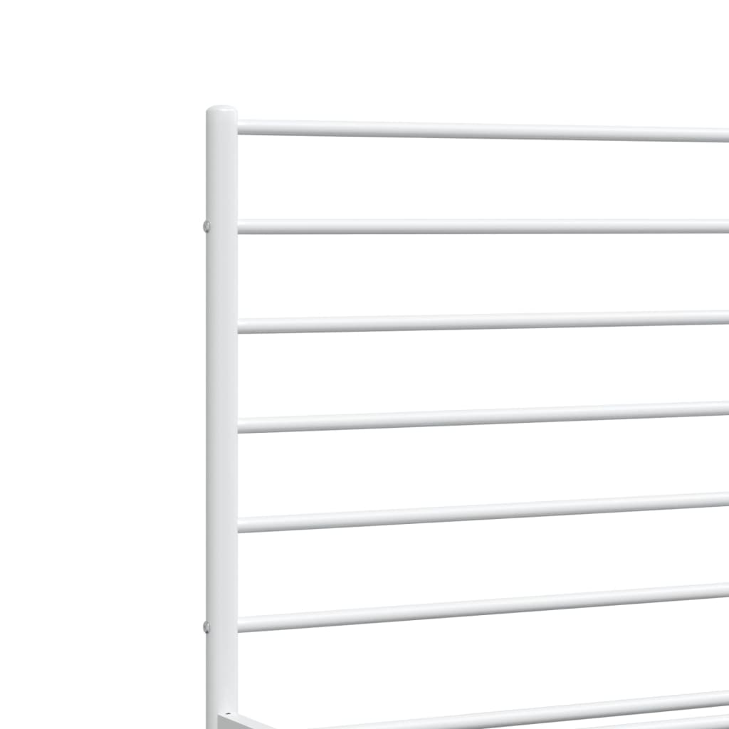 Metal Bed Frame with Headboard White 137x187 cm Double Size