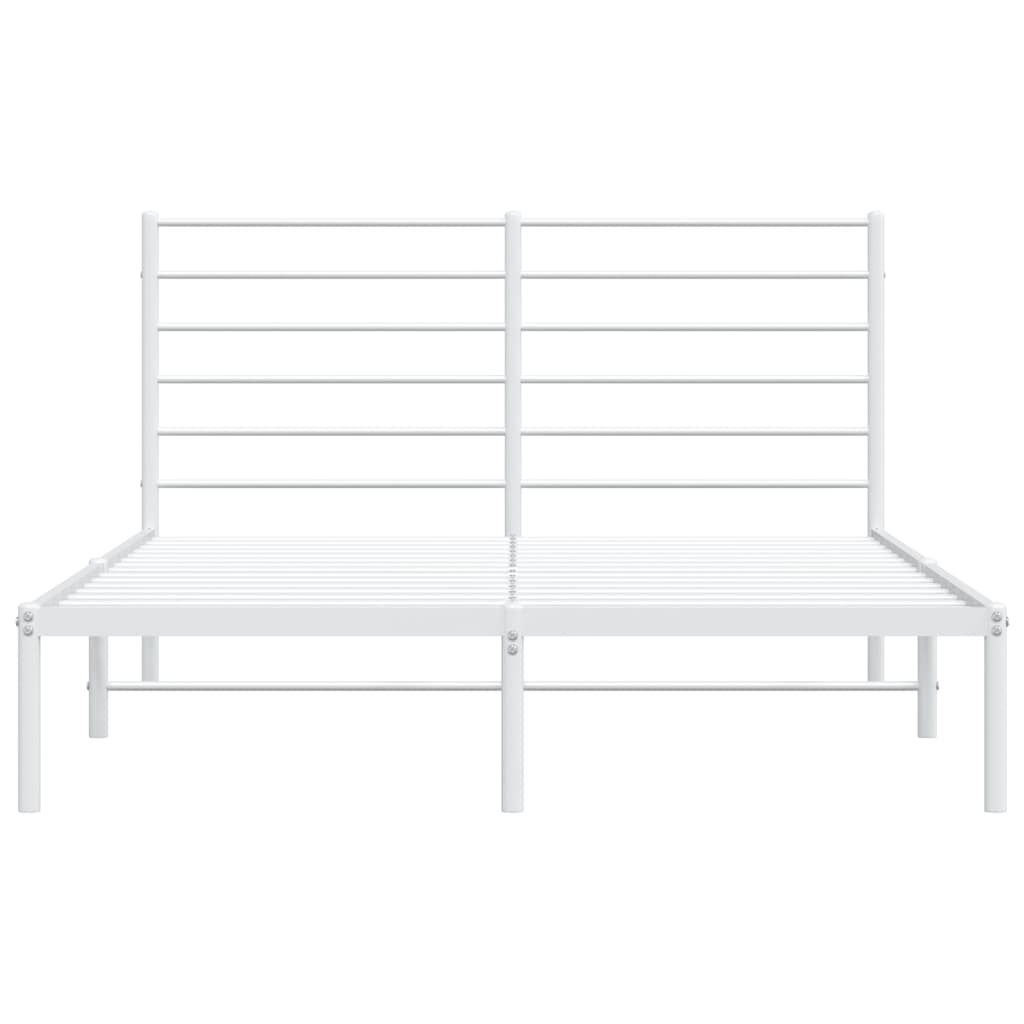 Metal Bed Frame with Headboard White 153x203 cm Queen Size