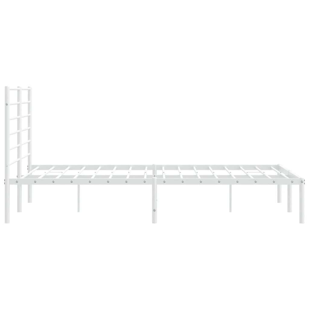 Metal Bed Frame with Headboard White 153x203 cm Queen Size