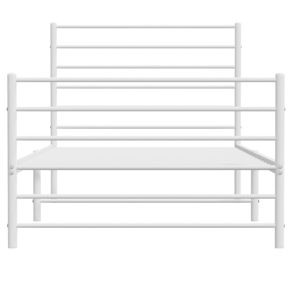 Metal Bed Frame with Headboard and Footboard White 92x187 cm Single Size