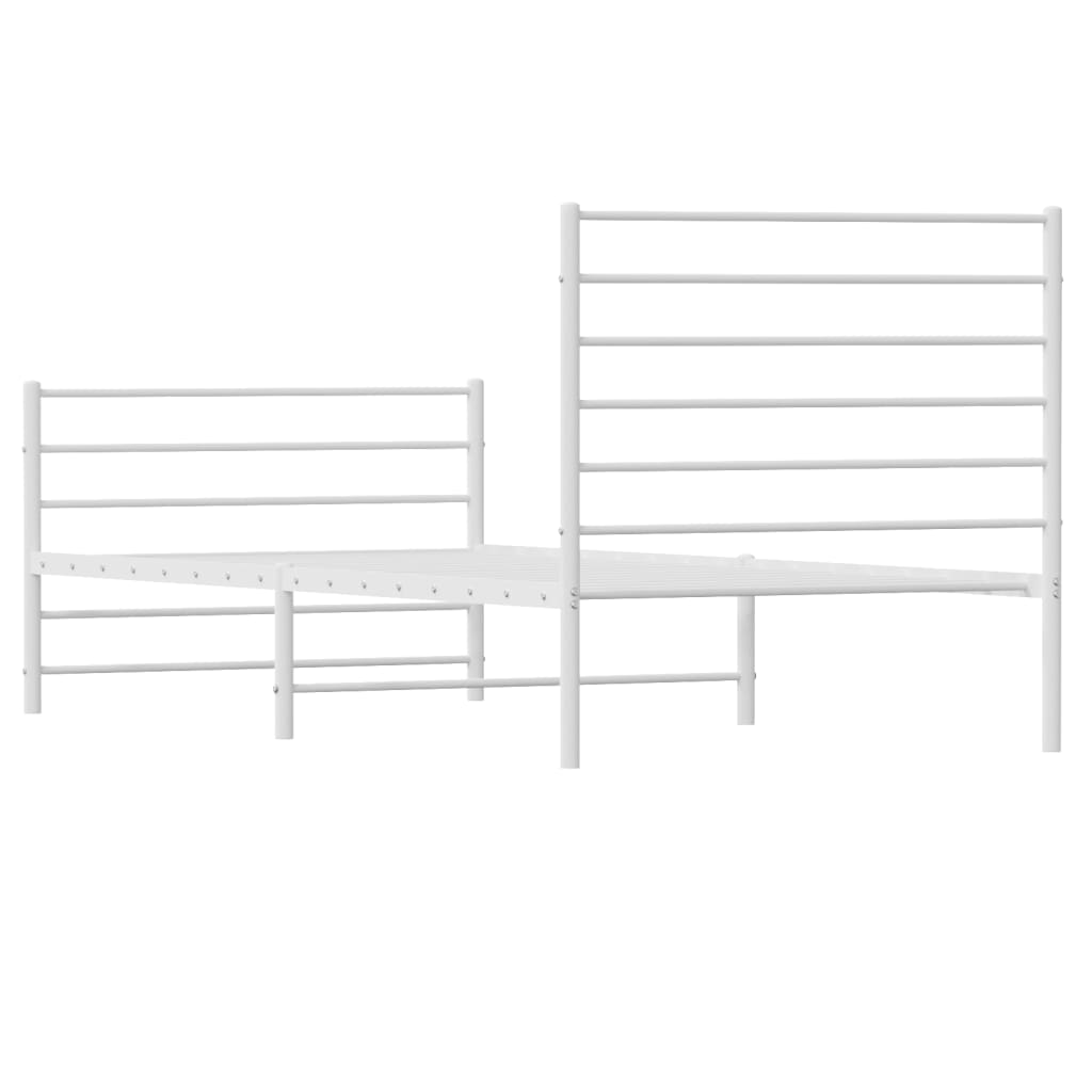 Metal Bed Frame with Headboard and Footboard White 92x187 cm Single Size