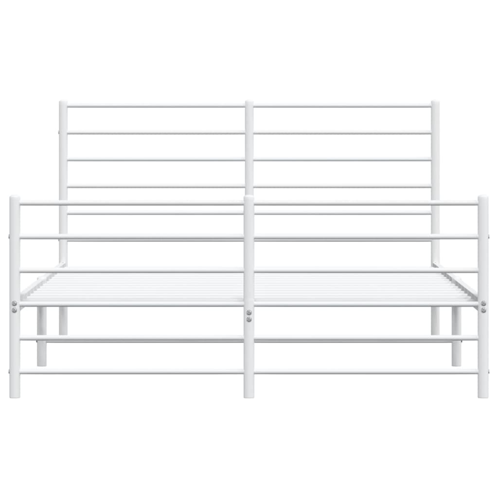 Metal Bed Frame with Headboard and Footboard White 137x187 cm Double