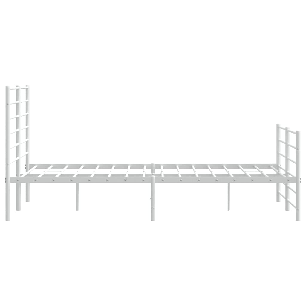 Metal Bed Frame with Headboard and Footboard White 137x187 cm Double