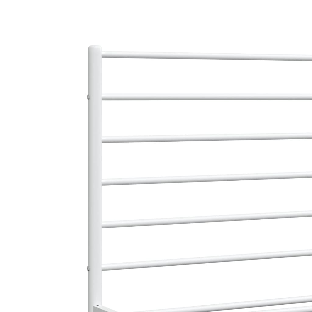 Metal Bed Frame with Headboard and Footboard White 137x187 cm Double