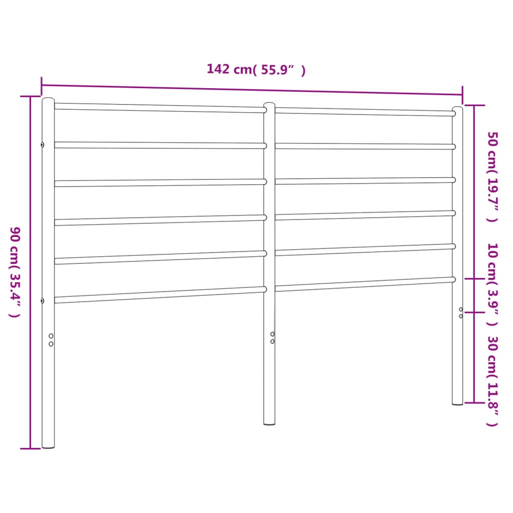 Metal Headboard White 135 cm