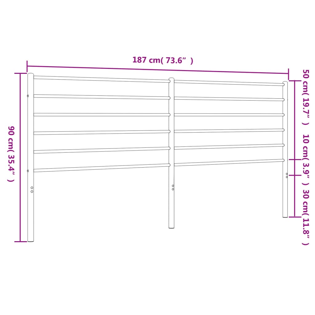 Metal Headboard White 183 cm