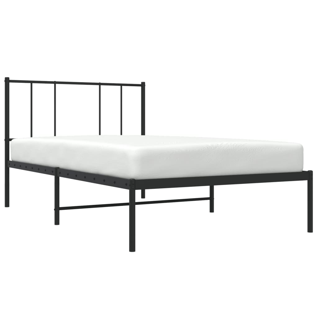 Metal Bed Frame with Headboard Black 106x203 cm King Single Size