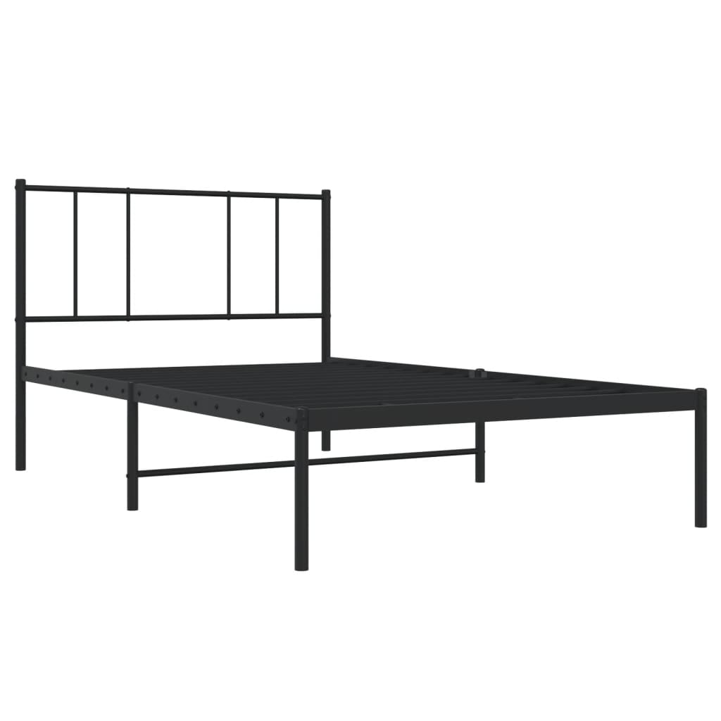 Metal Bed Frame with Headboard Black 106x203 cm King Single Size