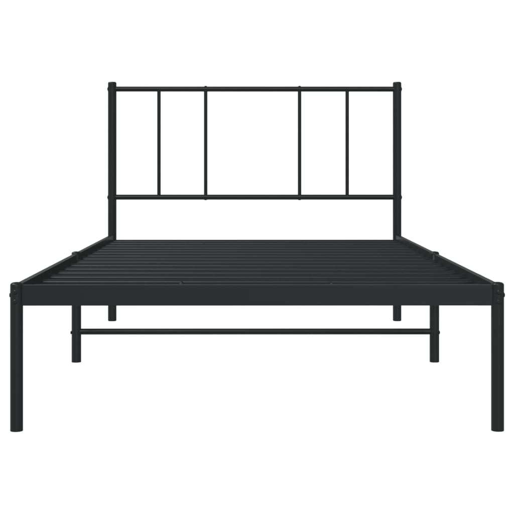 Metal Bed Frame with Headboard Black 106x203 cm King Single Size