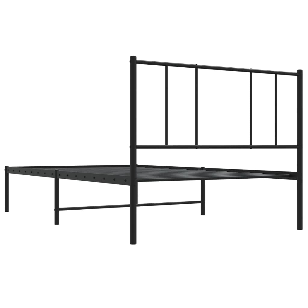 Metal Bed Frame with Headboard Black 106x203 cm King Single Size