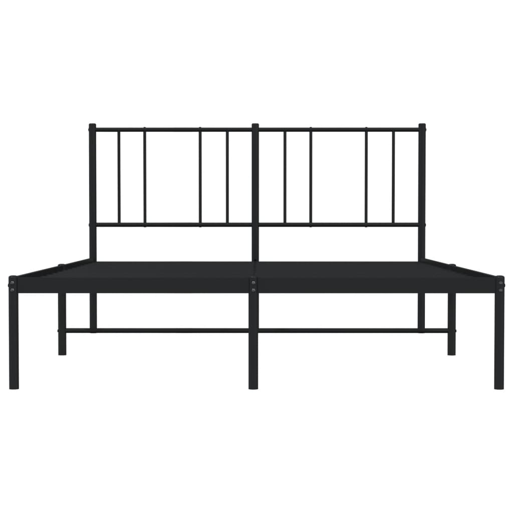 Metal Bed Frame with Headboard Black 153x203 cm Queen Size