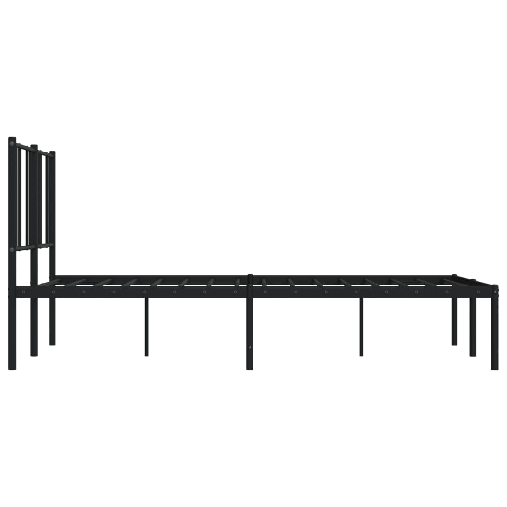 Metal Bed Frame with Headboard Black 153x203 cm Queen Size