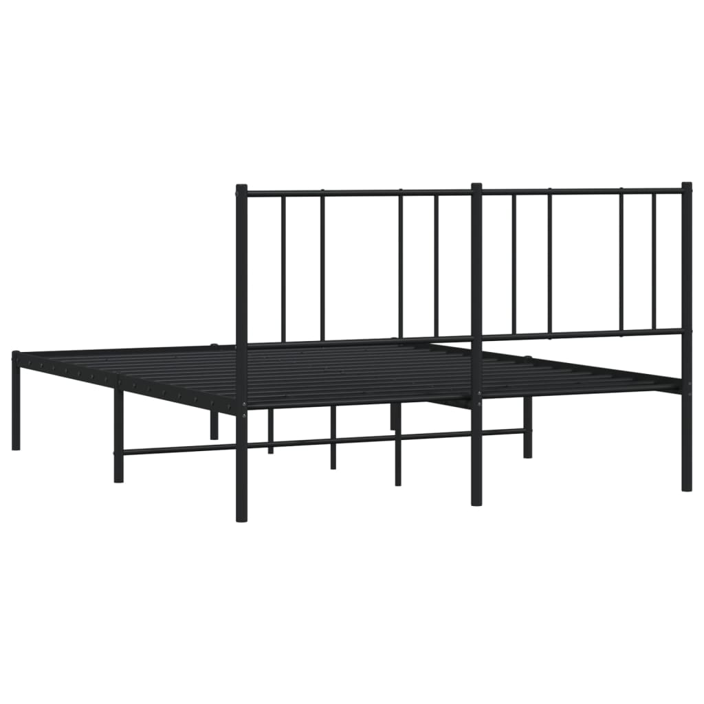 Metal Bed Frame with Headboard Black 153x203 cm Queen Size