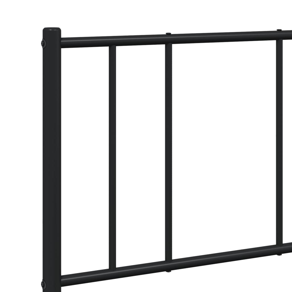 Metal Bed Frame with Headboard Black 153x203 cm Queen Size