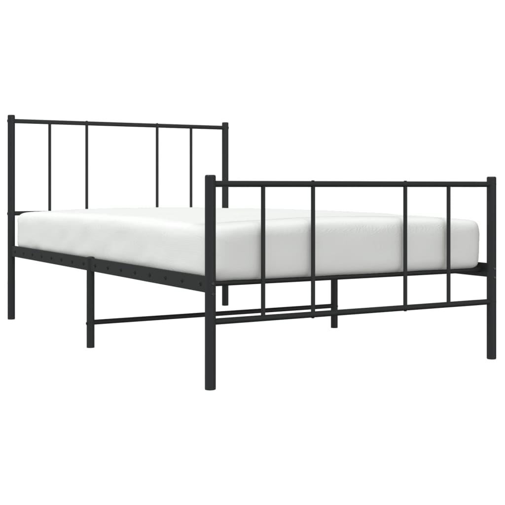 Metal Bed Frame with Headboard and Footboard Black 106x203 cm King Single Size