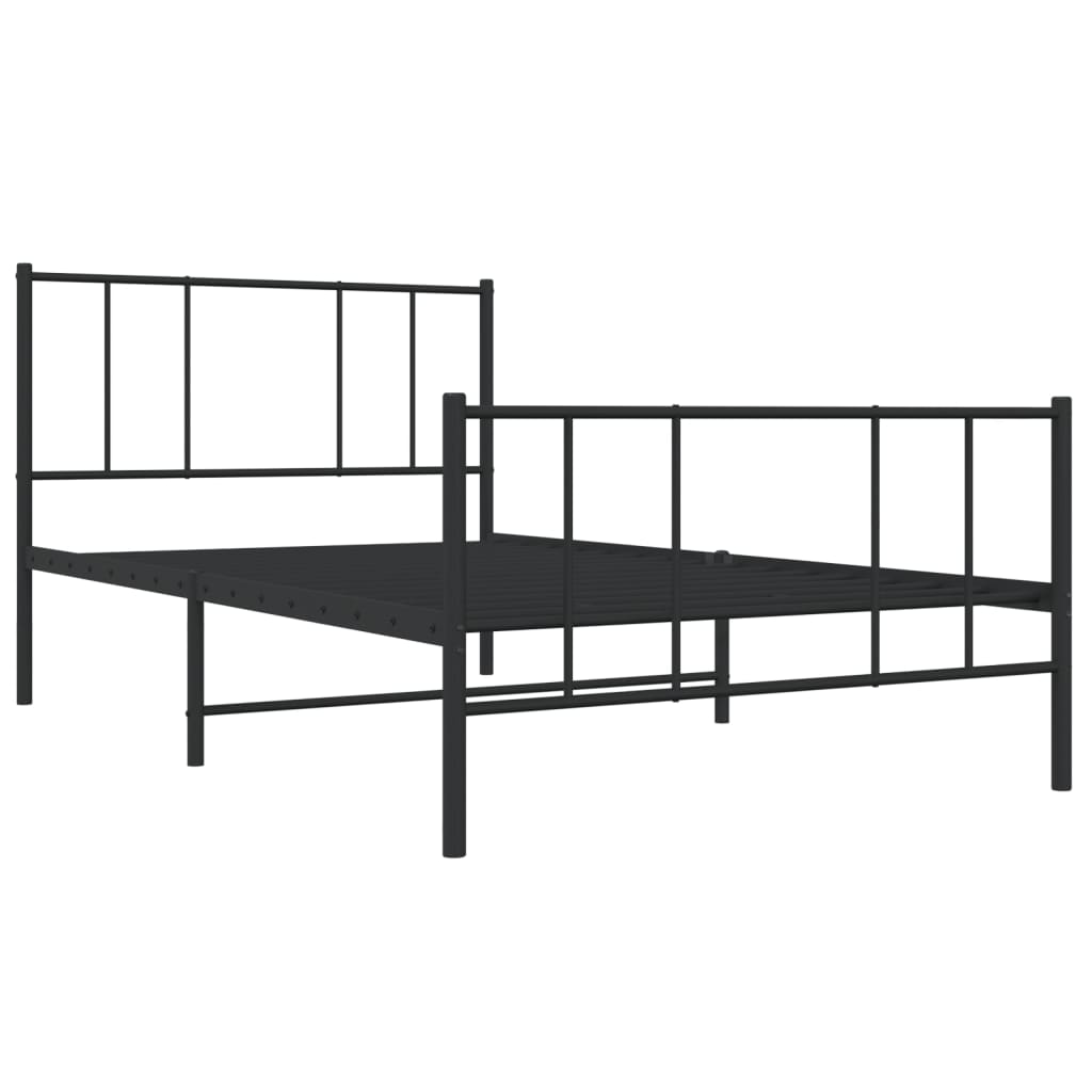 Metal Bed Frame with Headboard and Footboard Black 106x203 cm King Single Size