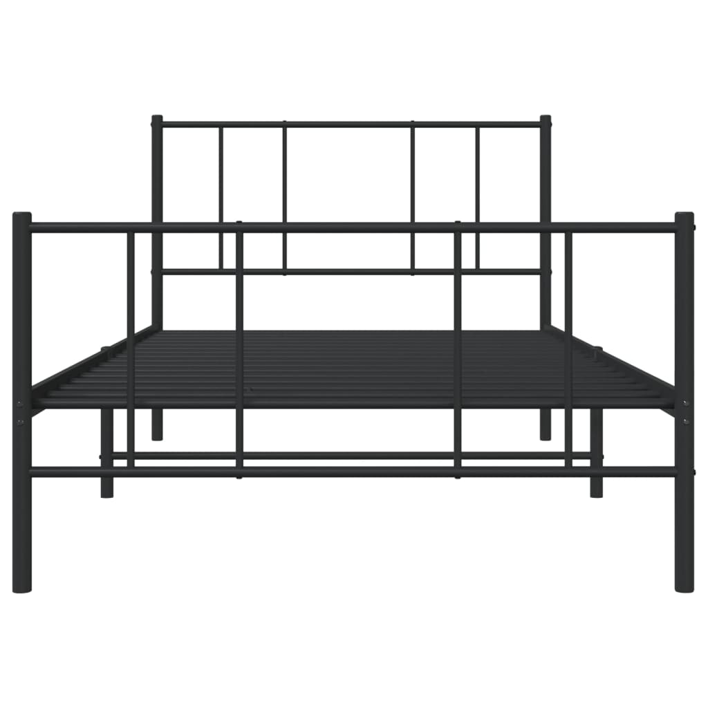 Metal Bed Frame with Headboard and Footboard Black 106x203 cm King Single Size