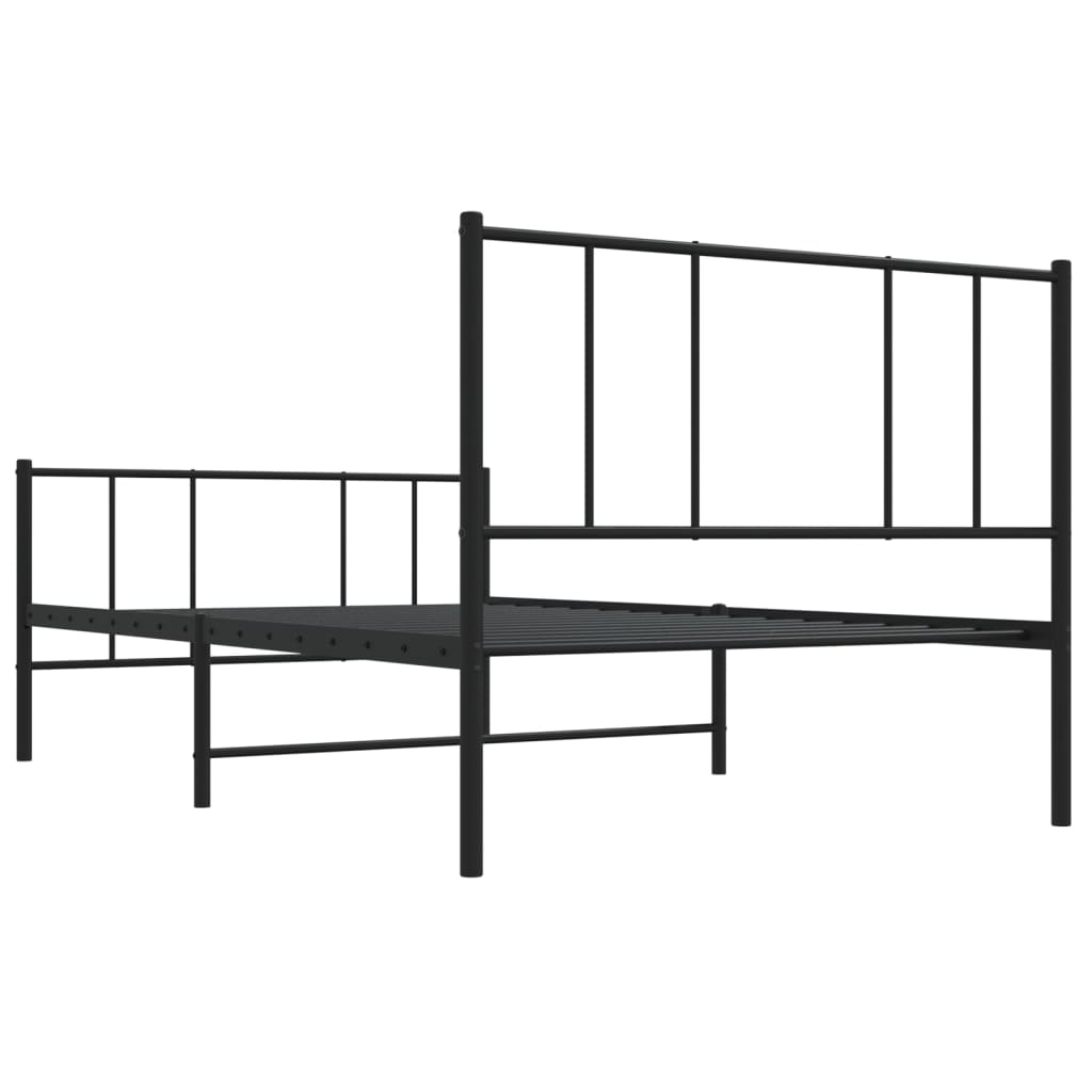 Metal Bed Frame with Headboard and Footboard Black 106x203 cm King Single Size