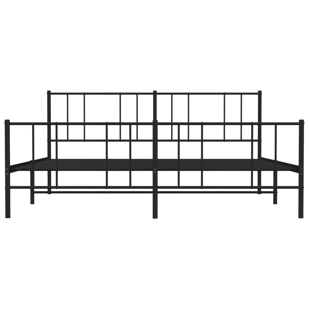 Metal Bed Frame with Headboard and Footboard Black 183x203 cm King Size