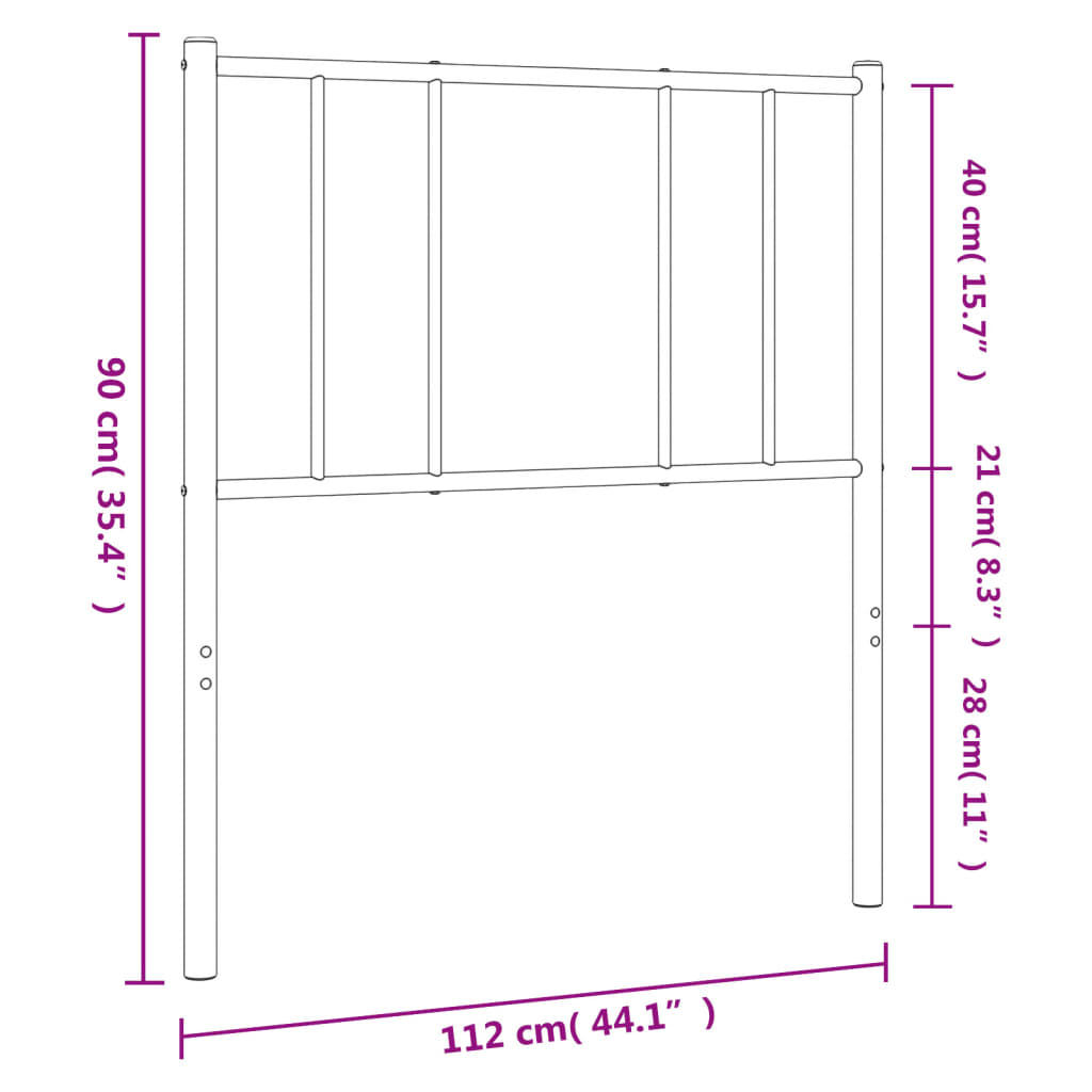 Metal Headboard Black 107 cm