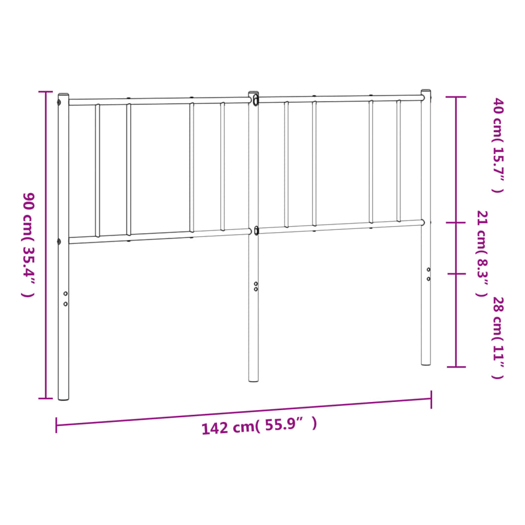 Metal Headboard Black 137 cm