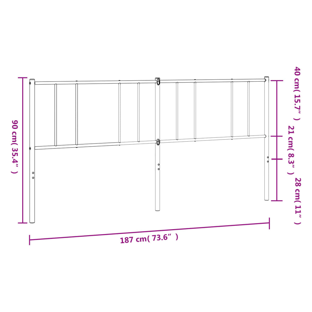 Metal Headboard Black 183 cm