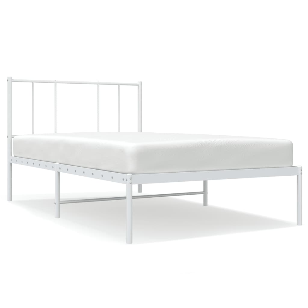 Metal Bed Frame with Headboard White 106x203 cm King Single Size