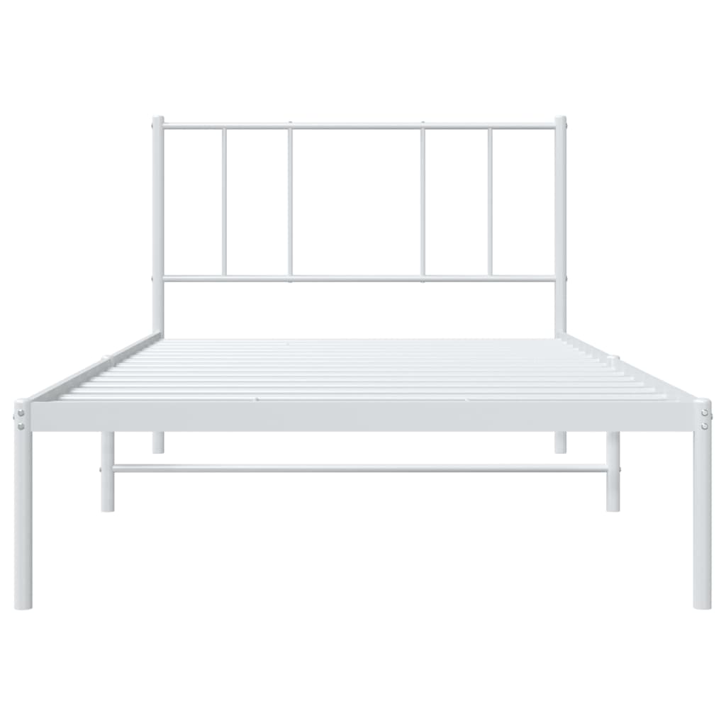 Metal Bed Frame with Headboard White 106x203 cm King Single Size