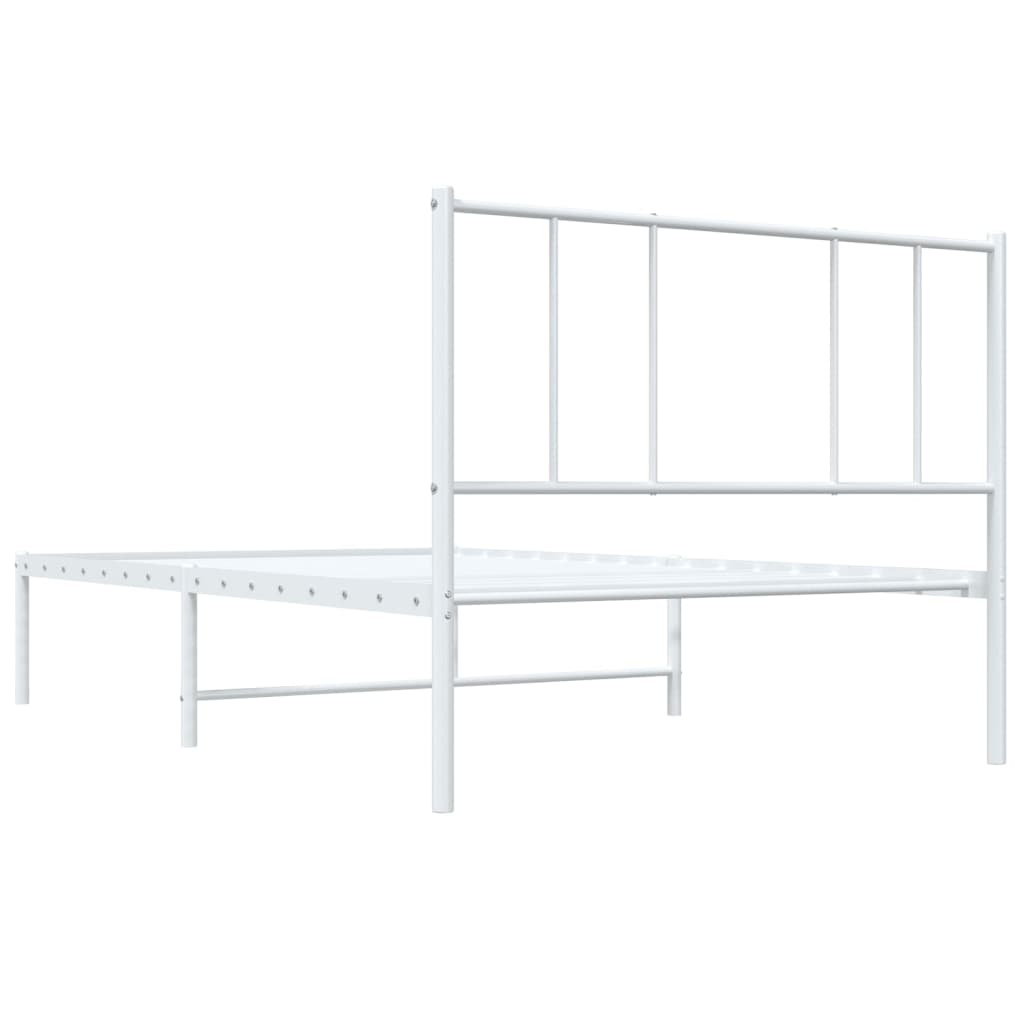 Metal Bed Frame with Headboard White 106x203 cm King Single Size