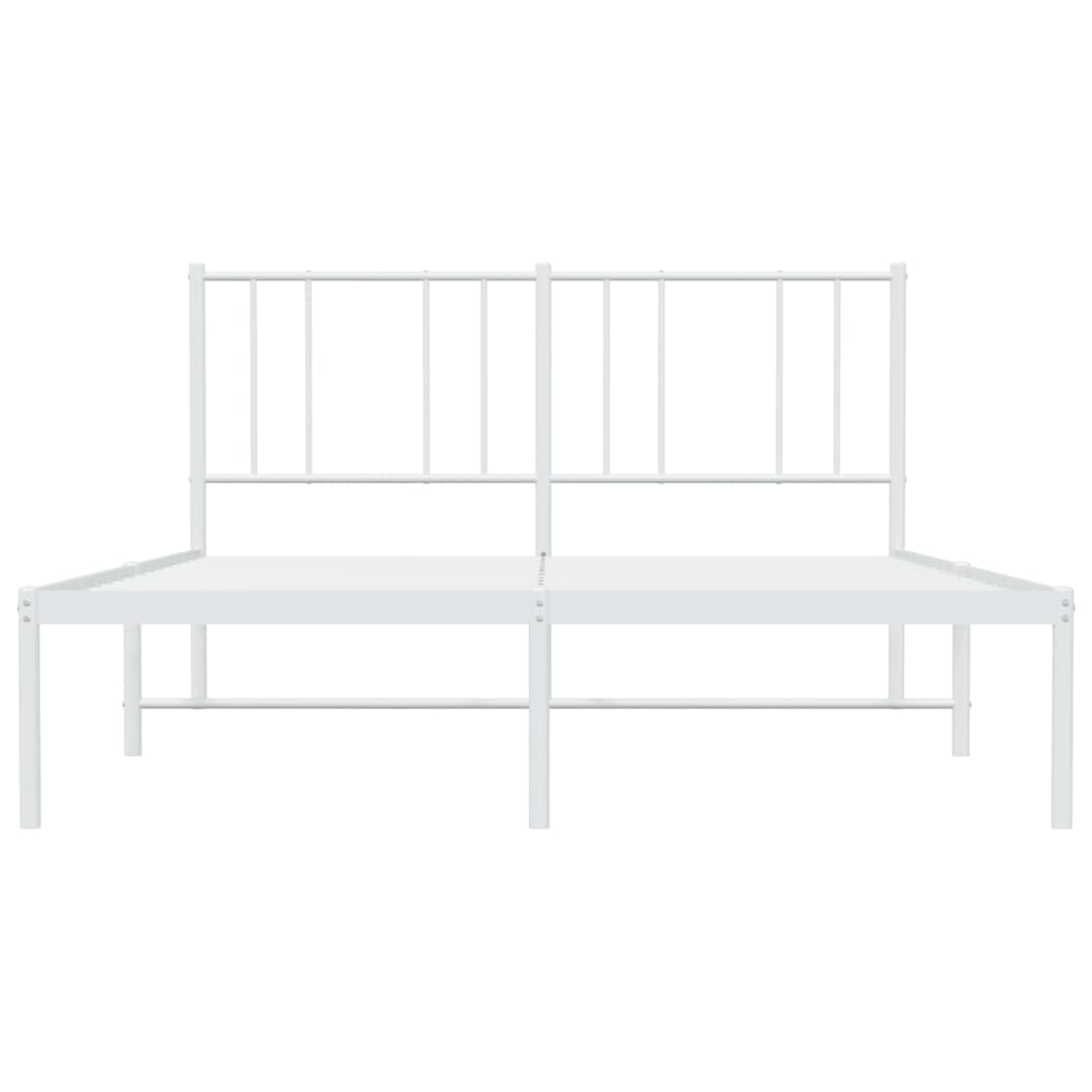 Metal Bed Frame with Headboard White 153x203 cm Queen Size