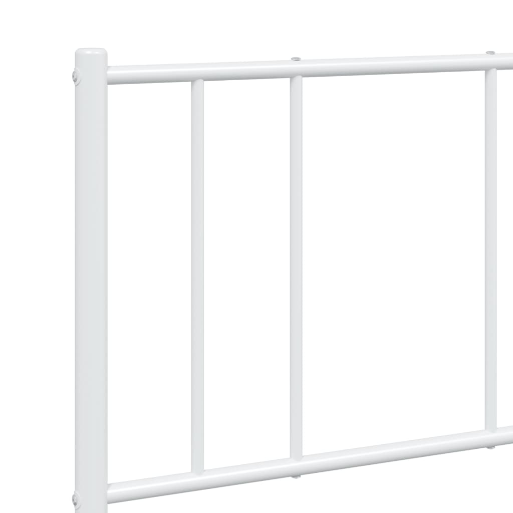 Metal Bed Frame with Headboard White 153x203 cm Queen Size