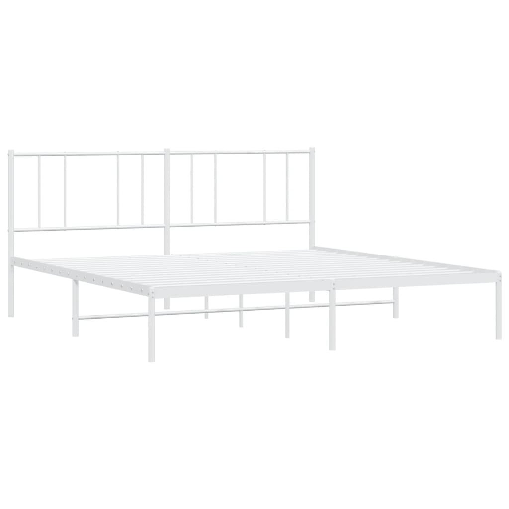 Metal Bed Frame with Headboard White 183x203 cm King Size