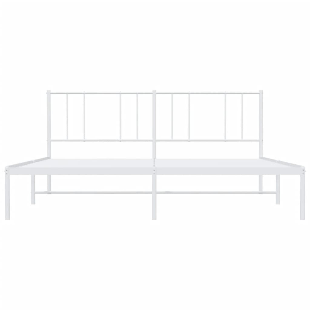 Metal Bed Frame with Headboard White 183x203 cm King Size