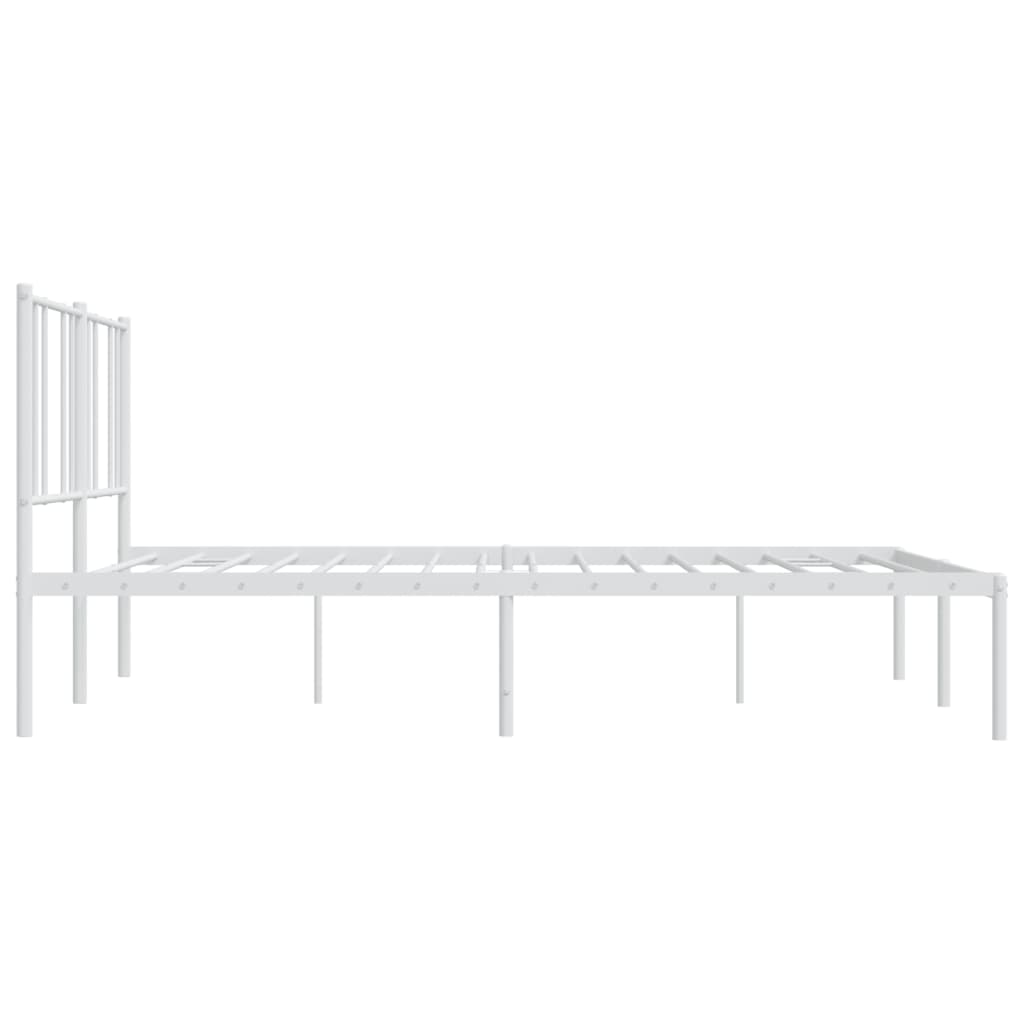 Metal Bed Frame with Headboard White 183x203 cm King Size