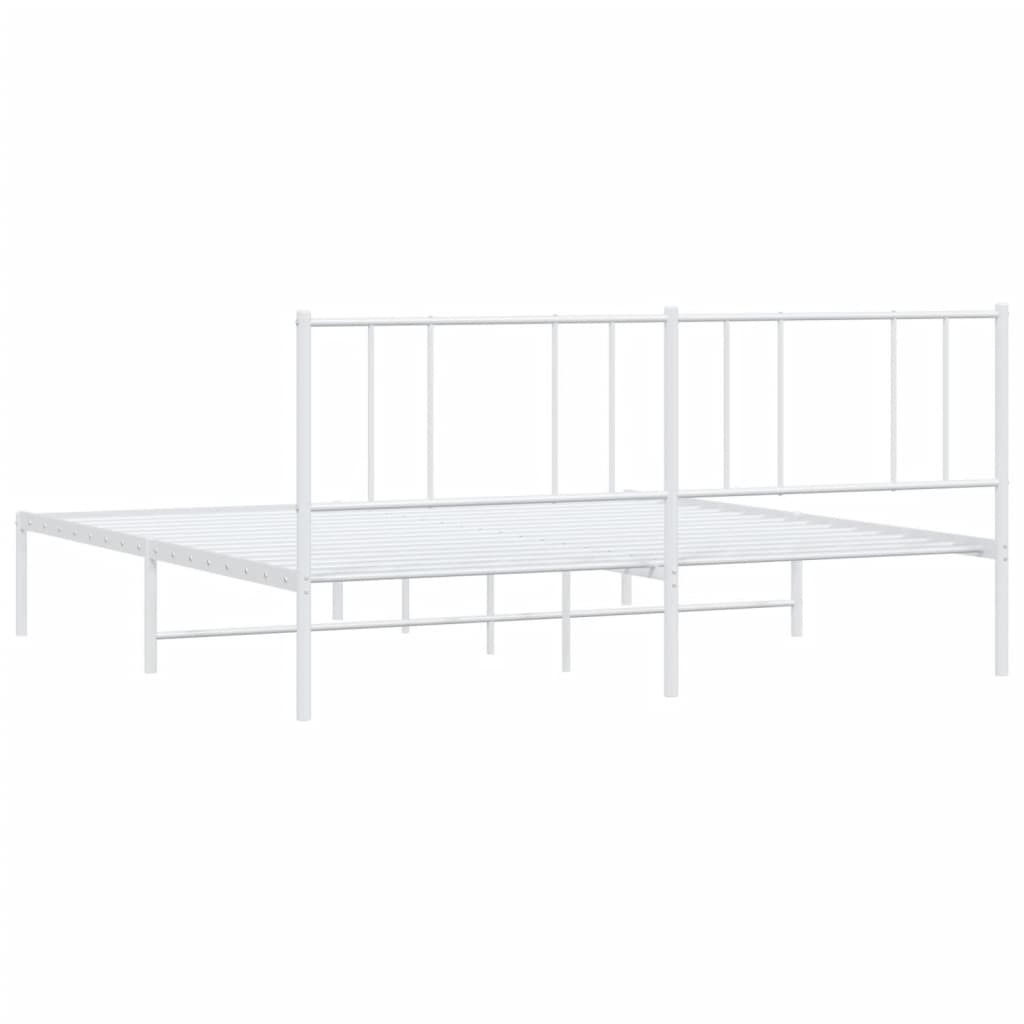 Metal Bed Frame with Headboard White 183x203 cm King Size