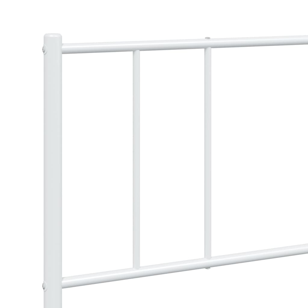 Metal Bed Frame with Headboard White 183x203 cm King Size