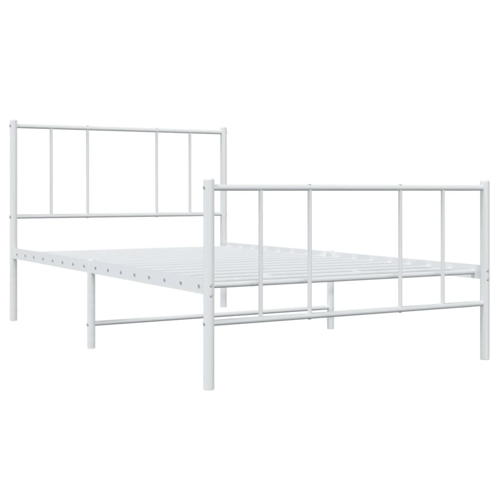 Metal Bed Frame with Headboard and Footboard White 106x203 cm King Single Size