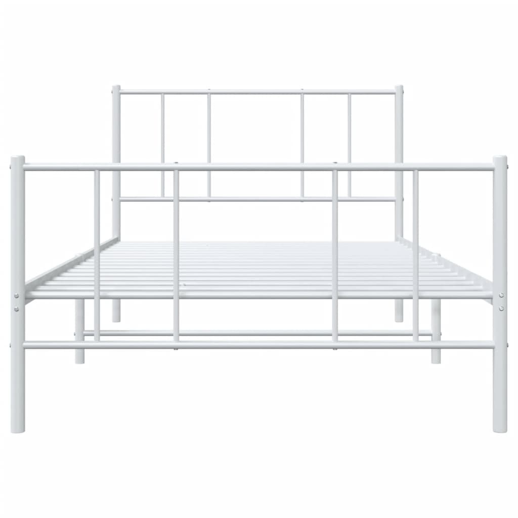 Metal Bed Frame with Headboard and Footboard White 106x203 cm King Single Size