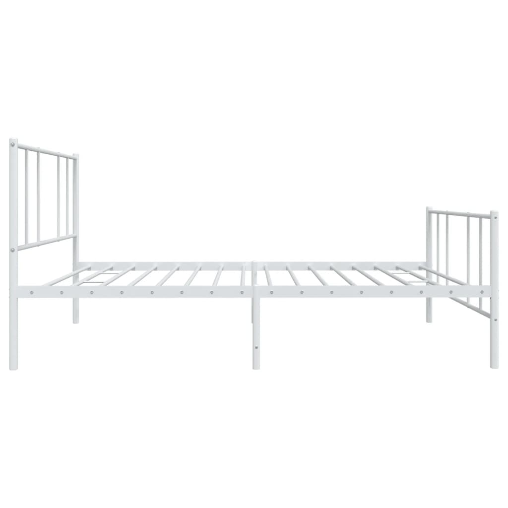 Metal Bed Frame with Headboard and Footboard White 106x203 cm King Single Size