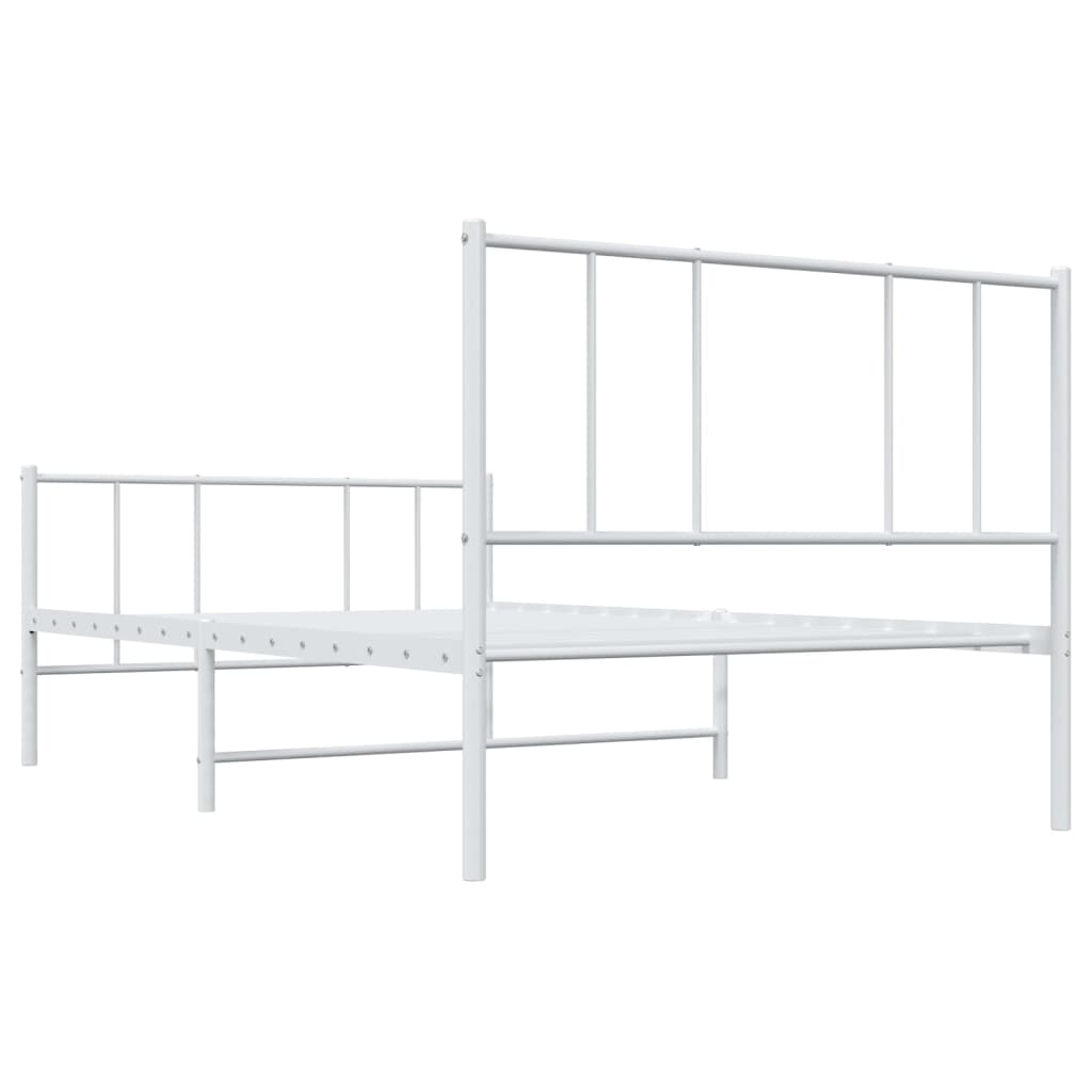 Metal Bed Frame with Headboard and Footboard White 106x203 cm King Single Size