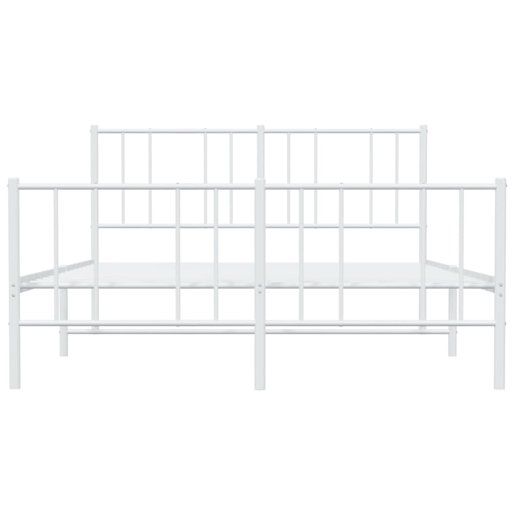 Metal Bed Frame with Headboard and Footboard White 153x203 cm Queen Size