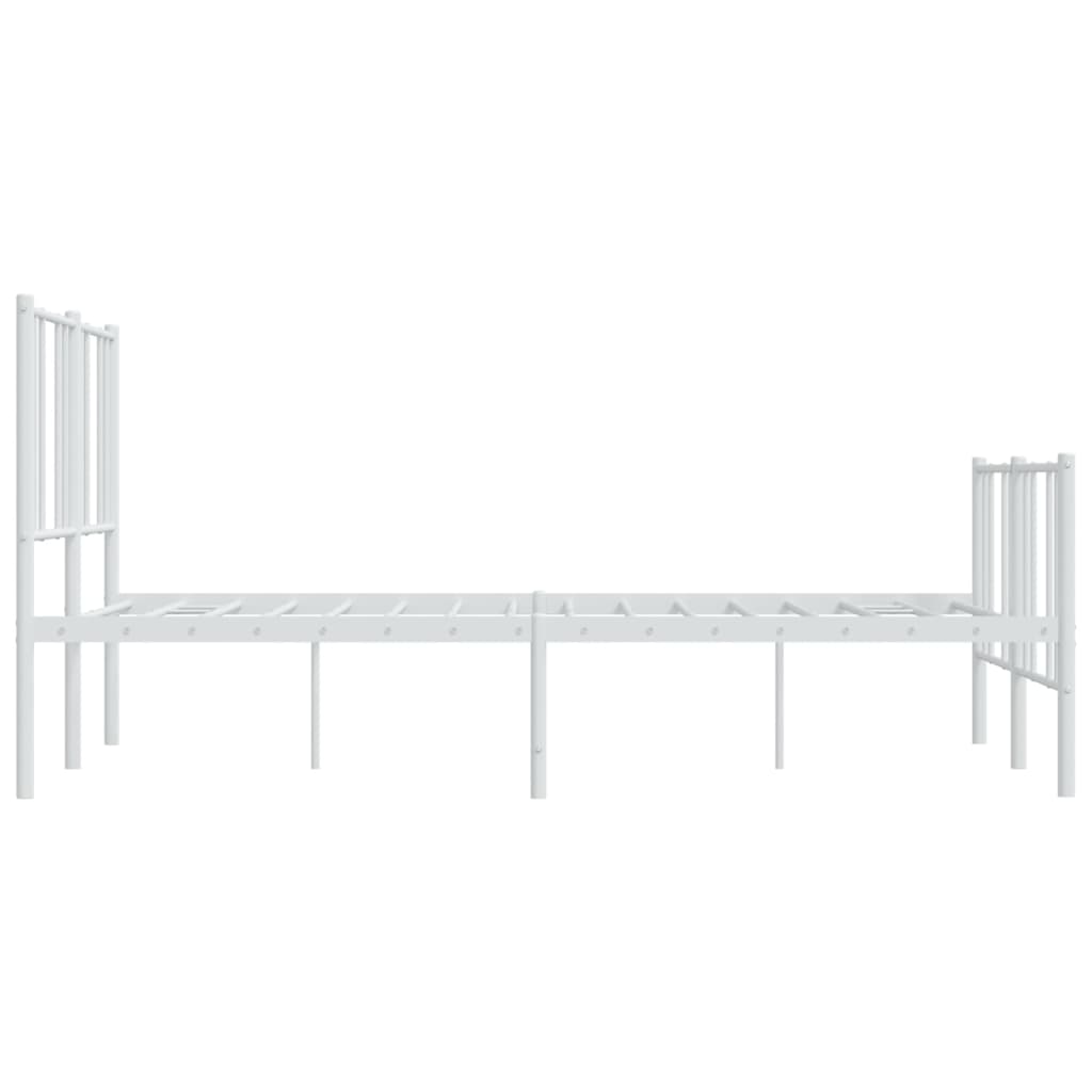 Metal Bed Frame with Headboard and Footboard White 153x203 cm Queen Size