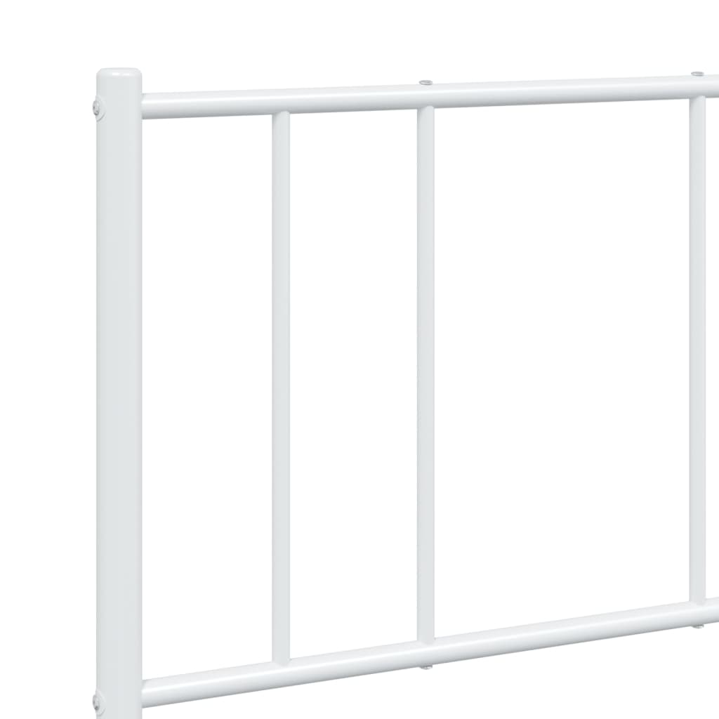 Metal Bed Frame with Headboard and Footboard White 153x203 cm Queen Size